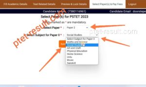 PSTET Application Form fees pay